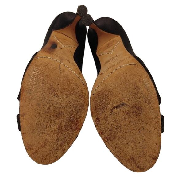 Enzo Angiolini Satin Peep Toe Pumps Crisscross Strap Leather Sole Womens 6.5M - Picture 6 of 7